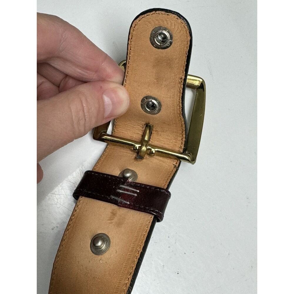 Lucchese Brown Leather Belt with Brass Buckle - Picture 8 of 8